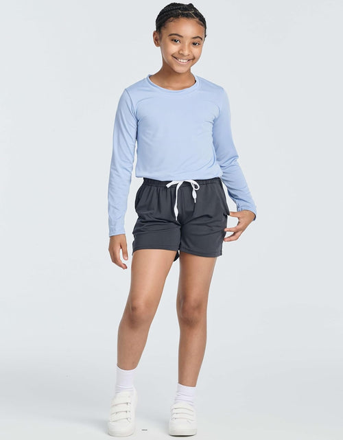 Load image into Gallery viewer, 4 Pack: Girls Dry-Fit Athletic Shorts with Drawstring &amp; Pockets
