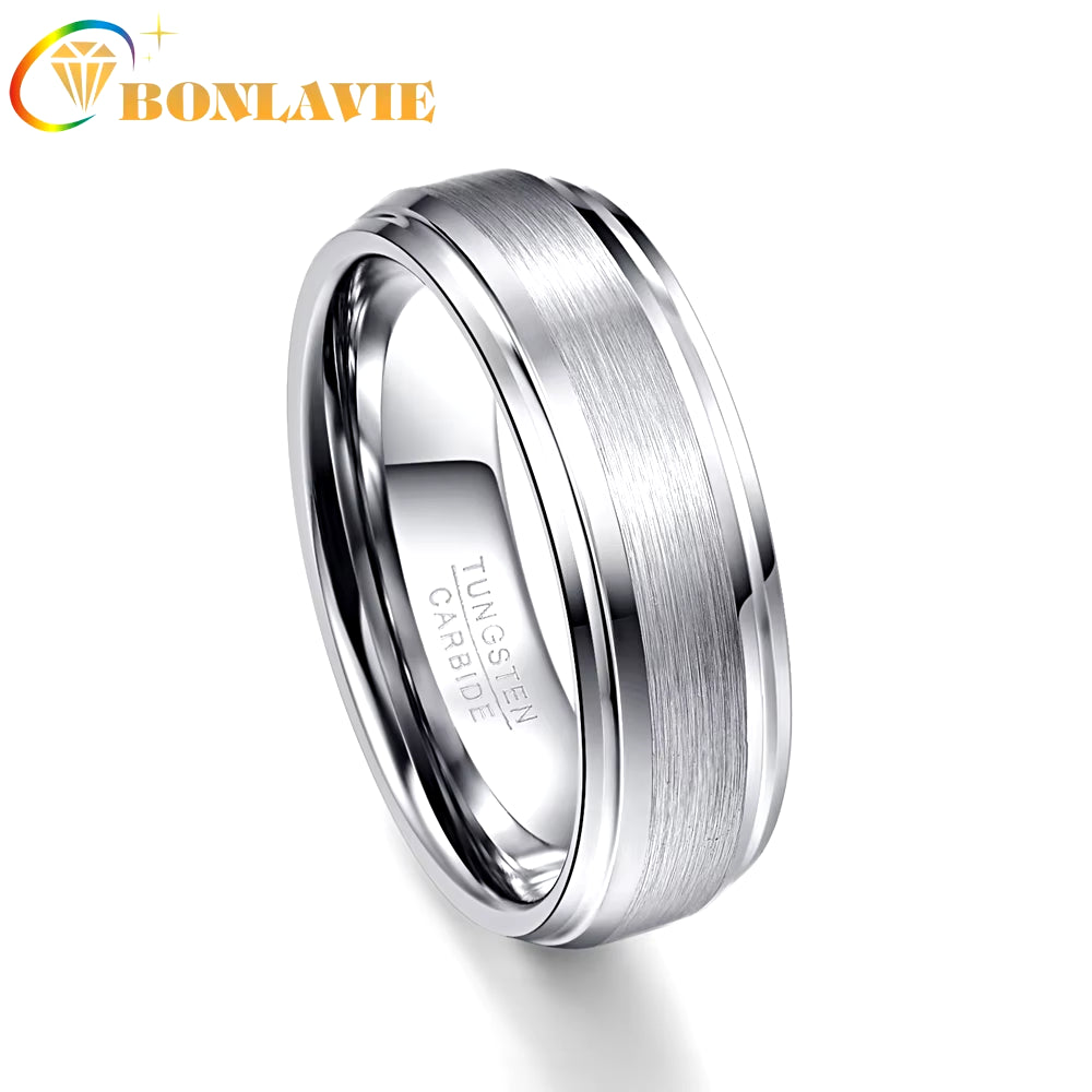 7Mm Tungsten Carbide Ring Silver Color Men Rings Wedding Bands Anillos Para Hombres Male Pierscienie