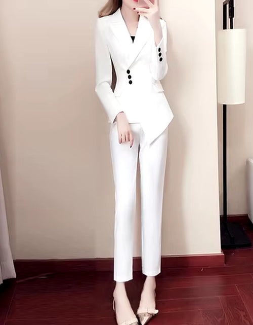 Load image into Gallery viewer, Autumn Elegant White Suit Blazers Women&#39;S Professional Casual Suit Two-Piece Suit Pant Suits Formal Office Lady Blazer Set Woman
