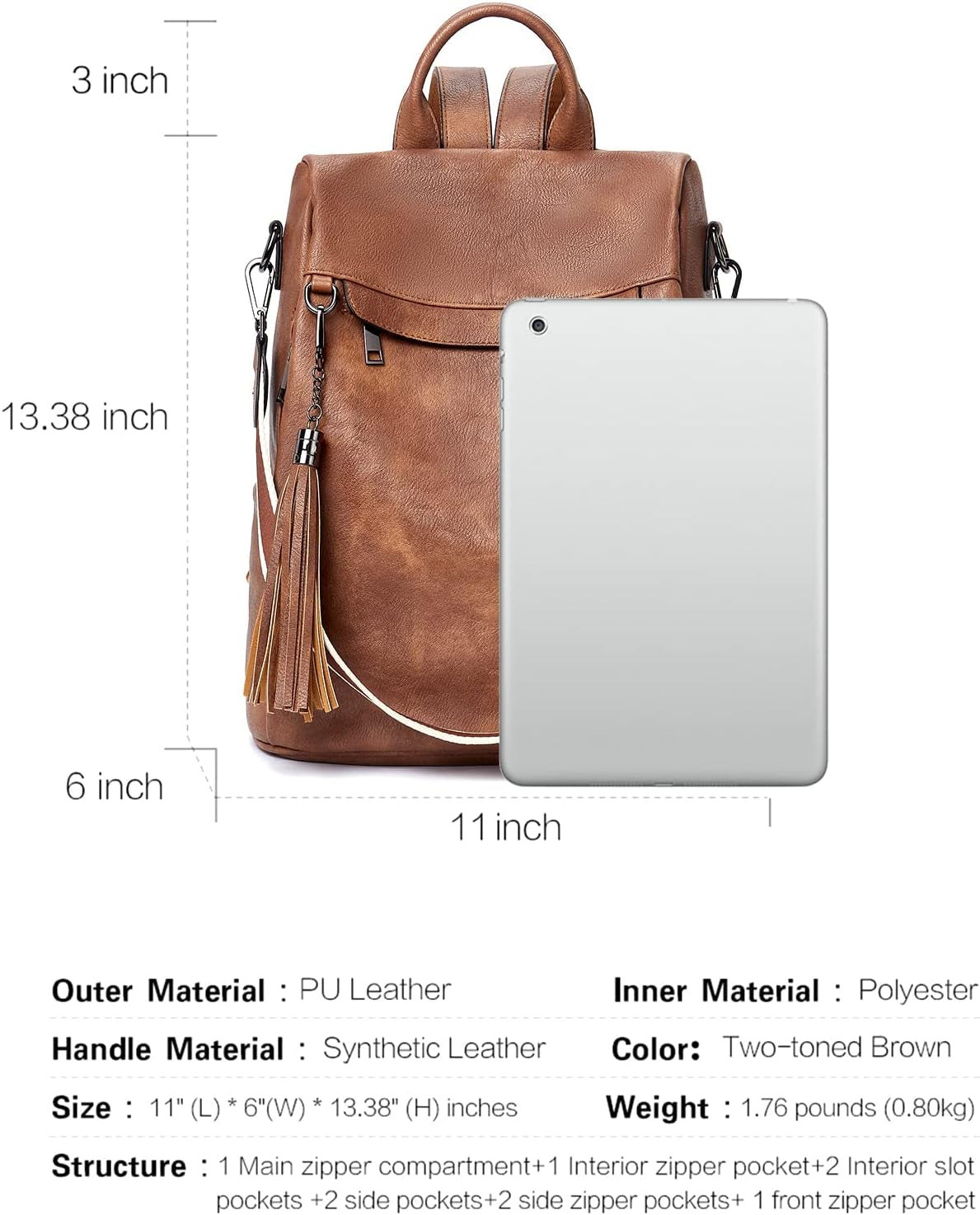 Travel Backpack Purse for Women, PU Leather anti Theft Large, Ladies Shoulder Fashion Bags