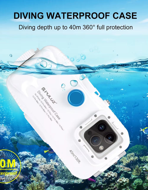 Load image into Gallery viewer, PULUZ 40M/130Ft Waterproof Diving Case for  15 14 13 12 11 Pro Max plus with One-Way Valve Underwater Video Housing Cover
