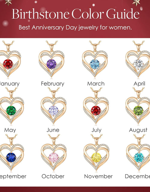 Load image into Gallery viewer, Love Heart Birthstone Necklaces for Women, 925 Sterling Silver Women Pendant Necklace, Mother&#39;S Day Birthday Anniversary Christmas Jewelry Gift for Woman Mother Mom Wife Her Girlfriend Girl
