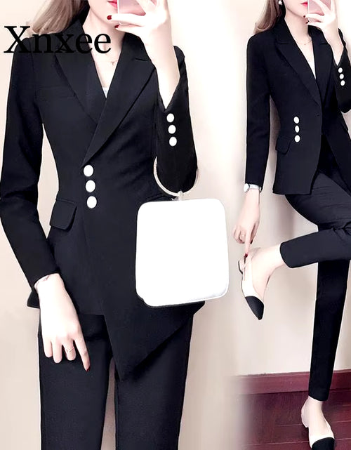 Load image into Gallery viewer, Autumn Elegant White Suit Blazers Women&#39;S Professional Casual Suit Two-Piece Suit Pant Suits Formal Office Lady Blazer Set Woman
