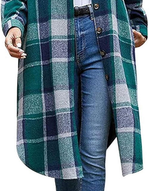 Load image into Gallery viewer, Women&#39;S Casual Wool Blend Long Plaid Shirt Jacket Button down Pocketed Shirt Shacket
